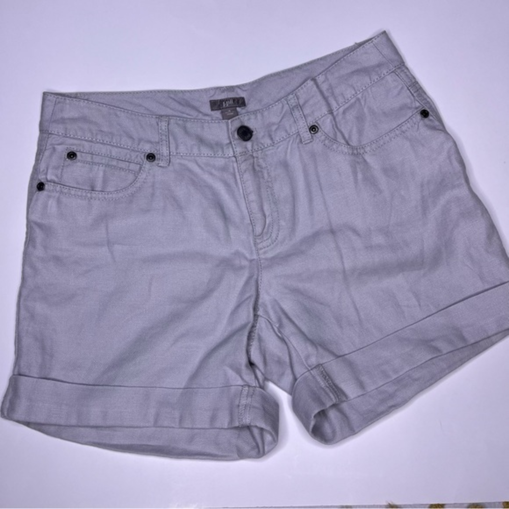 J. Jill Light Grey 100% Linen Rolled Cuff Shorts Size 4‎